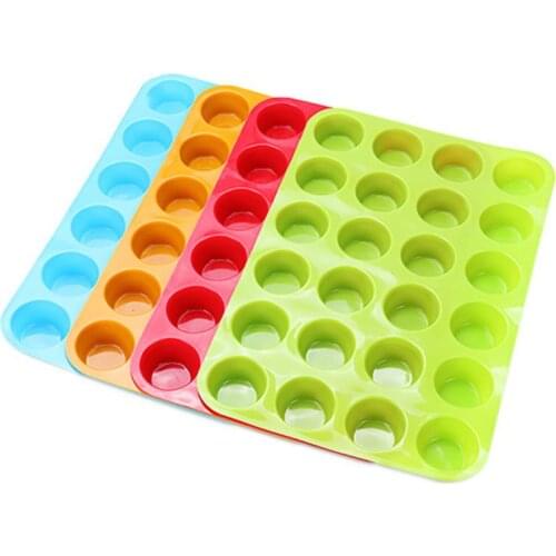 Mini Muffin Cup 24 Cavity Silicone Soap Cookies Cupcake Bakeware Pan Tray Mould Home DIY Cake Mold Supplies Accessories Tools