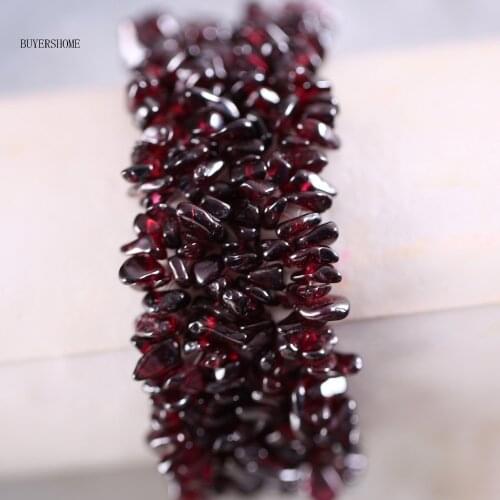 Fashion Jewelry Stretch Weave Red Garnet Bracelet 7" 1Pcs H041