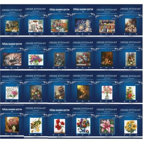 Oneroom 14CT Flowers discount Scenery Cross Stitch DIY White Canvas DMC Counted Kits Cross-stitch set Embroidery Needlework