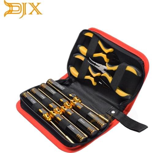 DJX 10 in 1 RC Tools Kits Screwdriver Pliers Hex Sleeve Wrench Repair Kits for RC Car Quadcopter Helicopter Boat Models