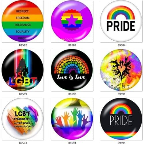 Multicolor rainbow FREE LOVE PRIDE LGBT 12mm/18mm/20mm/25mm Round photo glass cabochon demo flat back Making findings B9582