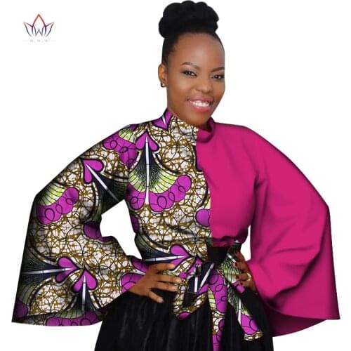 Ankara African Print Wax Shirt for Women Dashiki Lacing Africa Clothing Plus Size Traditional African Clothing WY7466