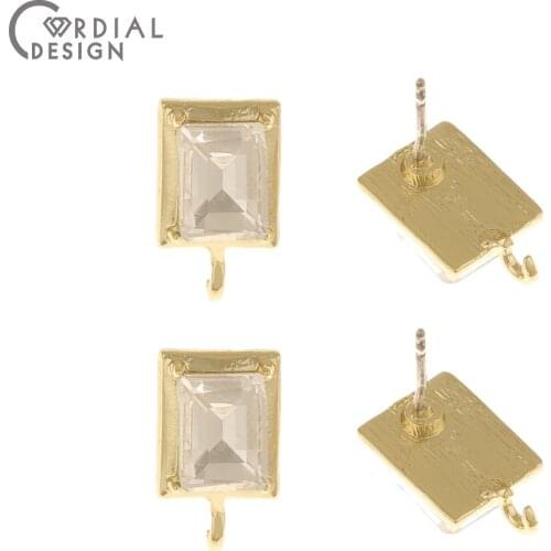 Cordial Design 100Pcs 8*15MM Rhinestone Earring Stud/DIY Making/Rectangle Shape/Jewelry Accessories/Jewelry Findings Components