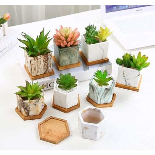 Nordic Dali Big Stone Grain Vase Fleshy Hexagonal Small Flowerpot Square Vases Table Top Potted Planter Home Creative Flowerpot