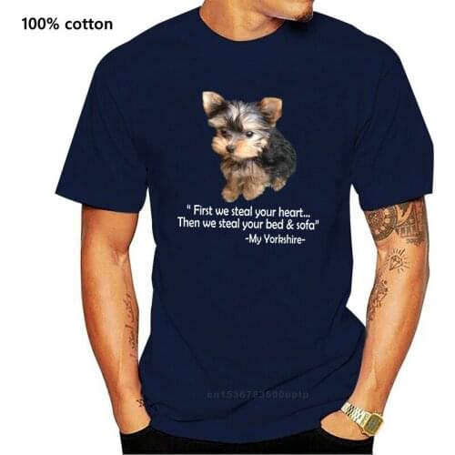 First We Steal Your Heart Then We Steal Your Bed Sofa-My Yorkshire Terrier T-Shirt