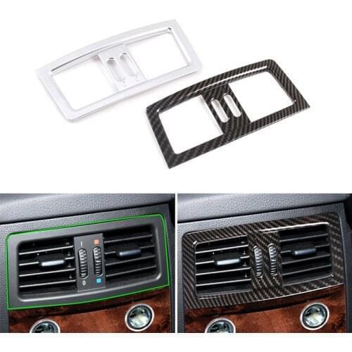 Car Styling ABS Carbon Texture Rear Center Control Air Condition Vent Outlet Frame Cover Trim For BMW 5 Series E60 E61 04-10