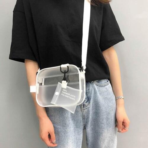 Casual PVC Transparent Clear Women Crossbody Bags Shoulder Bag Handbag Jelly Small Phone Bags with Card Holder Wide Straps Flap