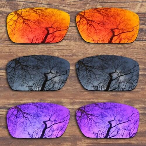 ToughAsNails 3 Pairs Black.Fire Red.Purple Polarized Replacement Lenses for Oakley Fuel Cell OO9096 Sunglasses