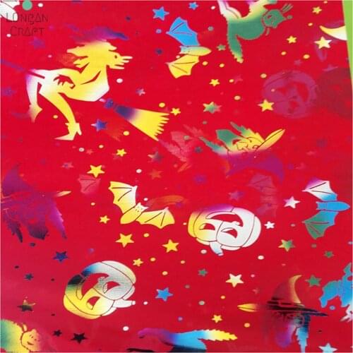 Pumpkin Halloween Printed Bronzing Fabric Childrens Costumes Stage Background Decorative Fabric 50cmX150cm