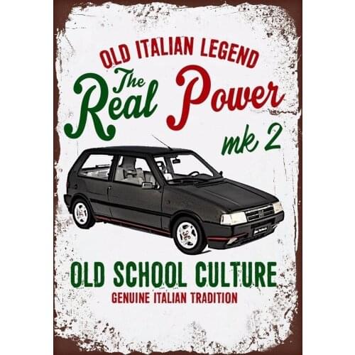 Vintage Italian Car Fiat Turbo Mk2 Tin Sign Bar Pub Home Wall Decor Metal Art Poster Retro Tavern Cafe Club Plaque