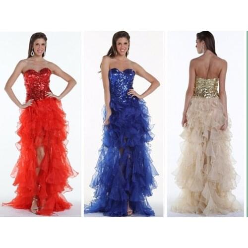 Free shipping party gown 2018 vestido de festa sweetheart long sequined organza ruffles crystal sexy prom bridesmaid dresses