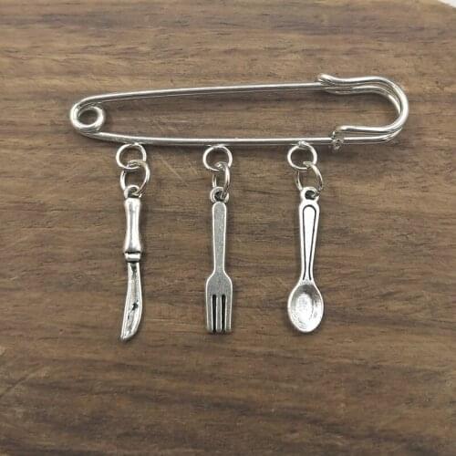 1pcs New Cutlery Western Food Utensils Cute Brooch Jewelry Gift Restaurant Service Fashion Jewelry