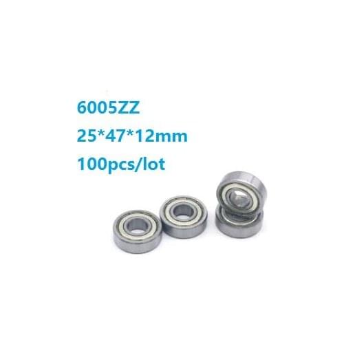 100pcs/lot 25x47x12mm 6005ZZ 6005Z 6005 Z ZZ 25*47*12mm Double metal cover Deep Groove Ball bearing