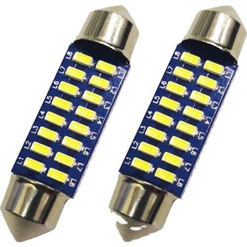 300pcs Wholesale Car led Dome light festoon 31MM 36MM 39MM 41MM light 70MA c5w 16 SMD led 16smd 4014 Auto led bulbs 12V