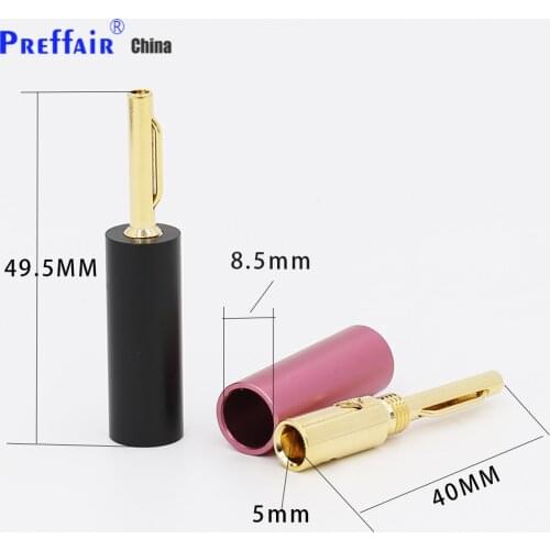 4Pcs Gold Plated Banana Plugs Audio Speaker Male Connector