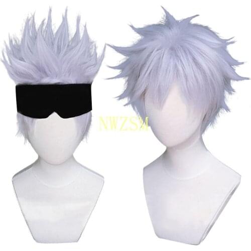 Anime Jujutsu Kaisen Gojo Satoru Cosplay Wig 30cm Short Wigs Hair Halloween Cospaly Prop