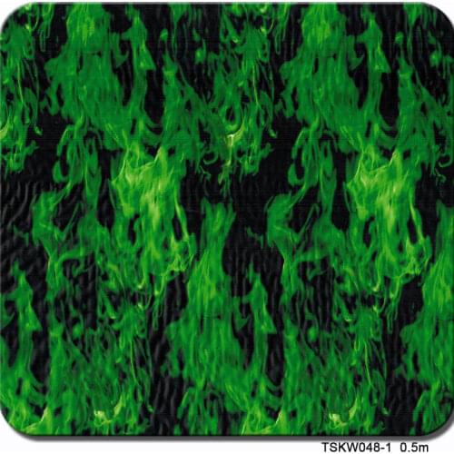 Free shipping 0.5mX2m/10m green flame water transfer film CSKW048-1 hydrographic for car