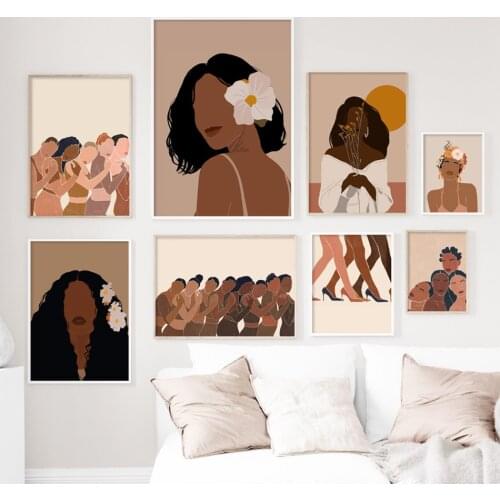 Black Girl Woman Illustration African Wall Art Canvas Painting Nordic Posters And Prints Wall Pictures For Living Room Decor