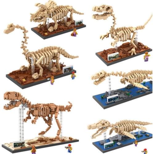 Jurassic dinosaur Fossil micro diamond block Tyrannosaurus Rex Triceratops Velociraptor mosasaur plesiosaurus nanoBRICK toys
