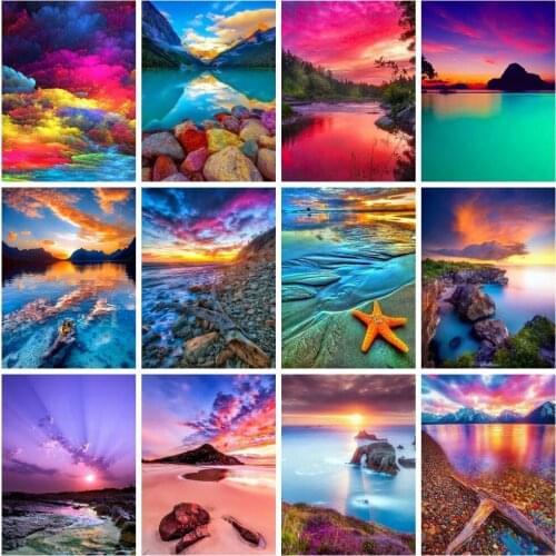 Diy Lake Reflection Diamond Painting Square/round Diamond Embroidery Landscape Diamond Mosaic Cross Stitch Home Decoration