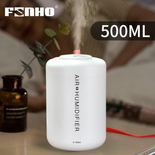FUNHO 500ml Electric USB Air Humidifier Aromatherapy Essential Oil Diffuser Mini humidifier Car Mist Maker For Home LED Light