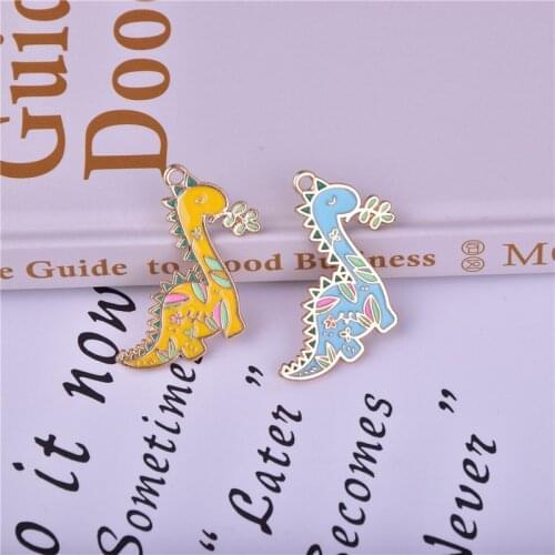 10pcs/pack Lovely Dinosaur Enamel Metal Charms Earring Bracelet DIY Necklace Jewelry Making