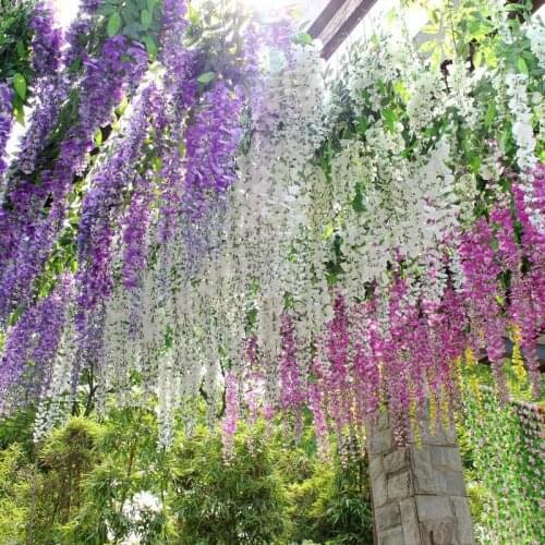 110CM long 3 Branches for one piece Artificial Flower Silk Wisteria Vine for Party Wedding Decoration