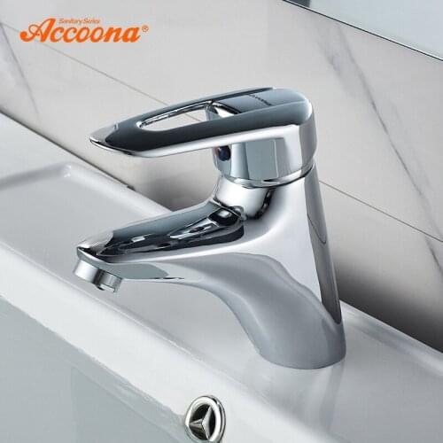 Accoona Classic Basin Faucet Cold and Hot Water Mixer Single Handle Bathroom Basin Faucets Bath Deck Mounted Chrome Faucet A9011