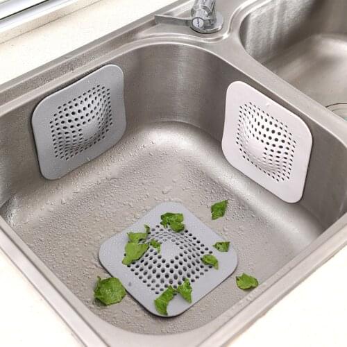 Square Kitchen Sink Tub Haircatcher Silicone Sink Mouth Shower Drainer Drainer Kitchen Sinks Accessories Drains Filter Cleaning