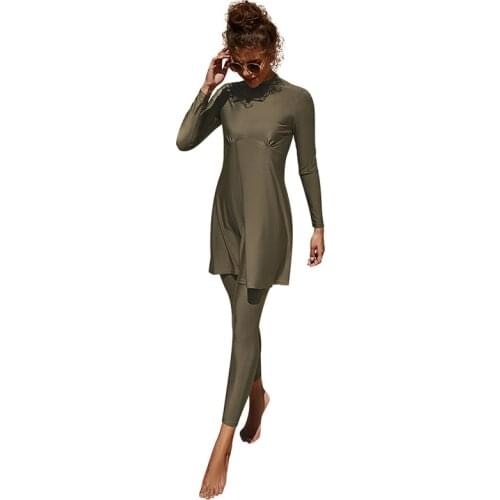 Summer Burkini Muslim Swimwear Female Two-Piece Set Swimsuit Long Sleeve Beach Swimming Suit With Folds mujer islamico купальник