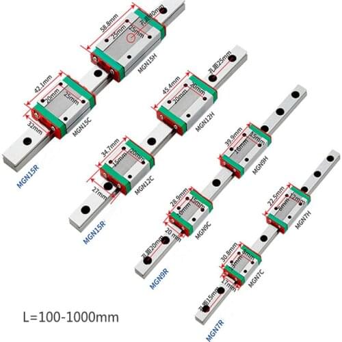 2pc Minature Linear Guide Rail MGN7C MGN9C MGN12C MGN15C MGW 60 -1150mm for Slide Block Carriages 3D Print CNC Router Engraving
