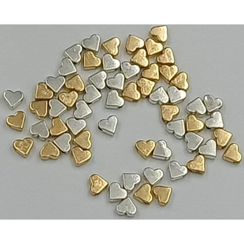 30Pcs 6x7mm Copper Heart-shaped Space Beads Hole 3.5mm Bead for DIY Bracelet Necklace Charms Jewelry Accessories Wholesale