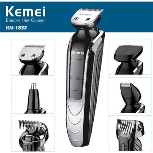 Kemei Five-in-one Multifunctional Hair Clipper Electric Razor Nose Hair Black Barber Clipper Blades Temple Knife Electric Shaver