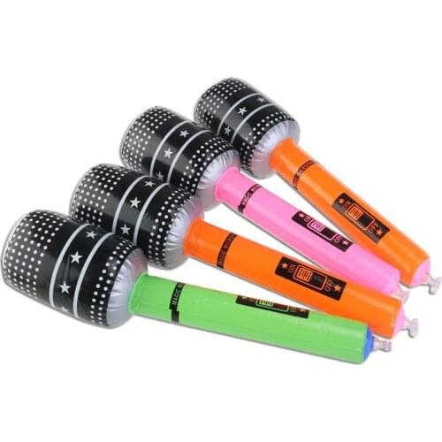 6pcs/lot Blow up Inflatable Plastic Microphone 24CM Kids Children Toy Gift (Random Color) Party Wedding Decoration Favor