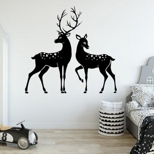 Deer Wall Decal Deer Antlers Vinyl Wall Stickers Wild Animals Wall Decor Removable Interior Home Decor Design Art Murals C200