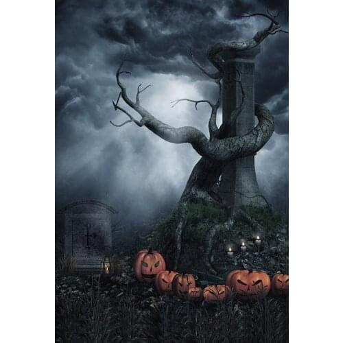 Strange Photography Backdrops Halloween Backdrop Terrible Night Pumpkins Dead Tree 3D Backgrounds for Photo Studio Photo Shoot