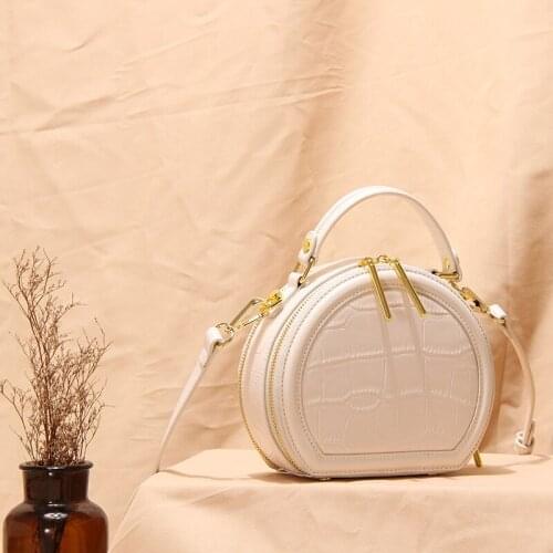 New Designer round lady crocodile print box shoulder bag alligator luxury style retro leather crossbody bag chic vintage bag top