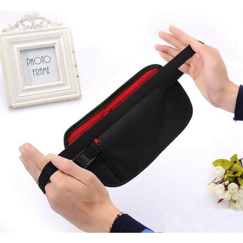 New Travel Waist Pouch for Passport Money Belt Bag Hidden Security Wallet Black