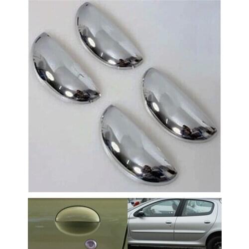 New CHROME CAR DOOR HANDLE COVER TRIM MOLDING Trim For Peugeot 206 206cc Free Shipping