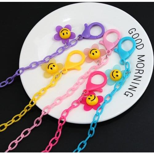 New Children Masks Chain Creative Cartoon Flower Smile Colorful Acrylic Mask Rope Holder Non-slip Eyeglass Accessories Student