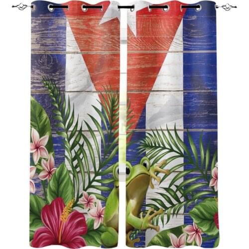 New Luxury Curtains Flag Frog Flower Vintage Wood Texture Window Curtains Home Decor Curtains for Living Room