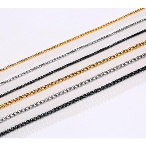 Simple Basic 2-7mm Wide Square Rolo Round Box Chain Necklaces for Women Men,Stainless Steel Collar Jewelry, 45/50/55/60/66/70cm