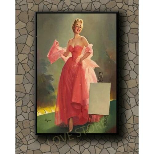 P258 Vintage Beautiful Pin-up Girl Classic Picture 384 Silk Fabric Poster Art Decor Indoor Painting Gift