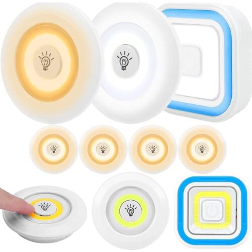Dimmable LED Night Light with Timer Wireless Press Touch Remote Control LED Light Lamp for Under Kitchen Cabinets Stick On Light
