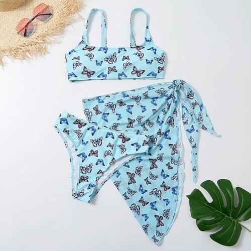 Sexy Bikini Set Slevesless V Neck Bra High Waist Thong Swimwear for Women 2021 Fashion Printed Summer Swimsuit Biquini Drop Ship