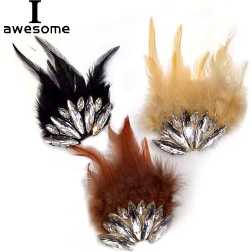 DIY Feather Shining Bridal Wedding Party Shoes Accessories For high Heels Sandals Boots Manual Rhinestone Shoes Decorations