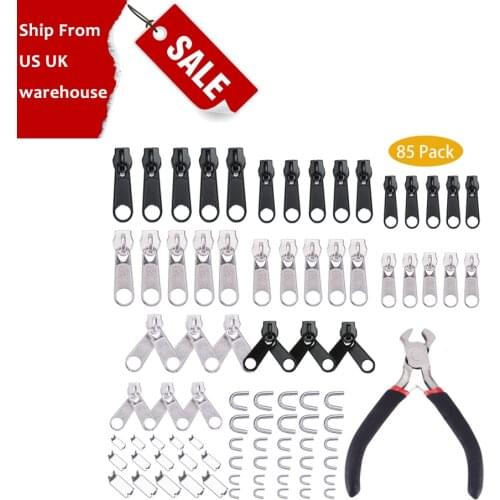 UK/USA In Stock Zipper Repair 85pcs Kit Tools For Clothing Garment Zippers Replacement Rescue Instant Repair Set Install Pliers