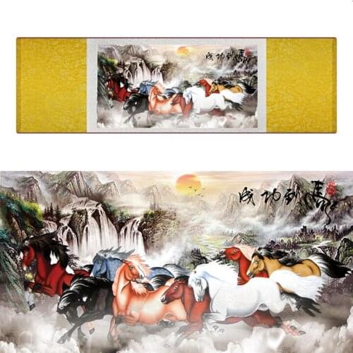 Top quality Chinese Horse silk painting Horse art painting Silk scroll art painting eight horse painting19062807