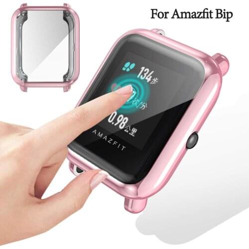 For Huami Amazfit Screen Protector Slim Colorful Frame TPU Case Cover Protect Shell Bip Younth Watch with Screen Protector
