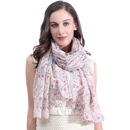 Robin Birds Print Womens Scarf Shawl Wrap Soft Lightweight for All Seasons